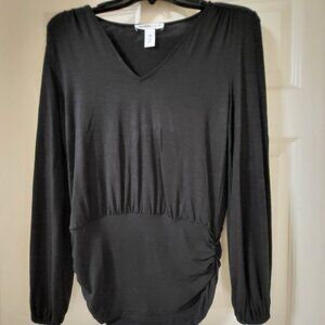 White House Black Market Outlet Black Long Sleeve V Neck Tunic XXS